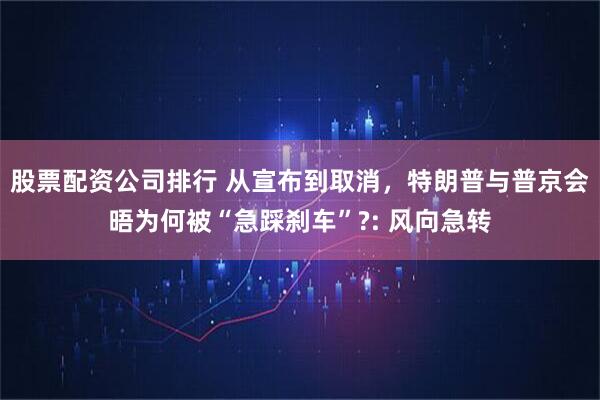 股票配资公司排行 从宣布到取消，特朗普与普京会晤为何被“急踩刹车”?: 风向急转
