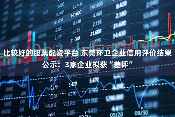 比较好的股票配资平台 东莞环卫企业信用评价结果公示：3家企业拟获“差评”